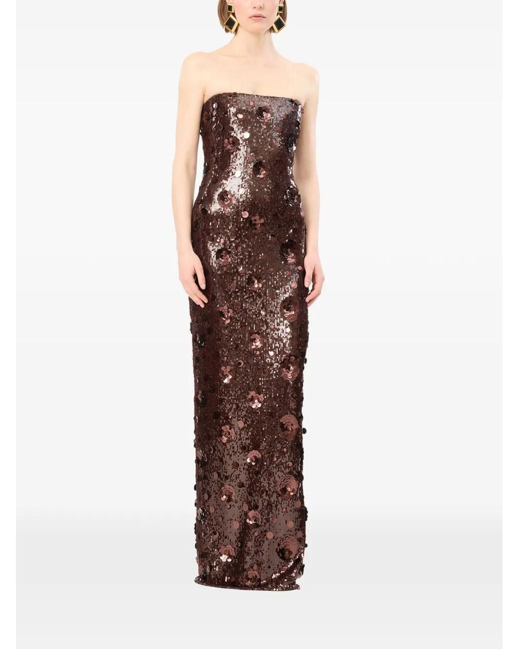 ROTATE BIRGER CHRISTENSEN Purple Robe Tube Longue À Sequins