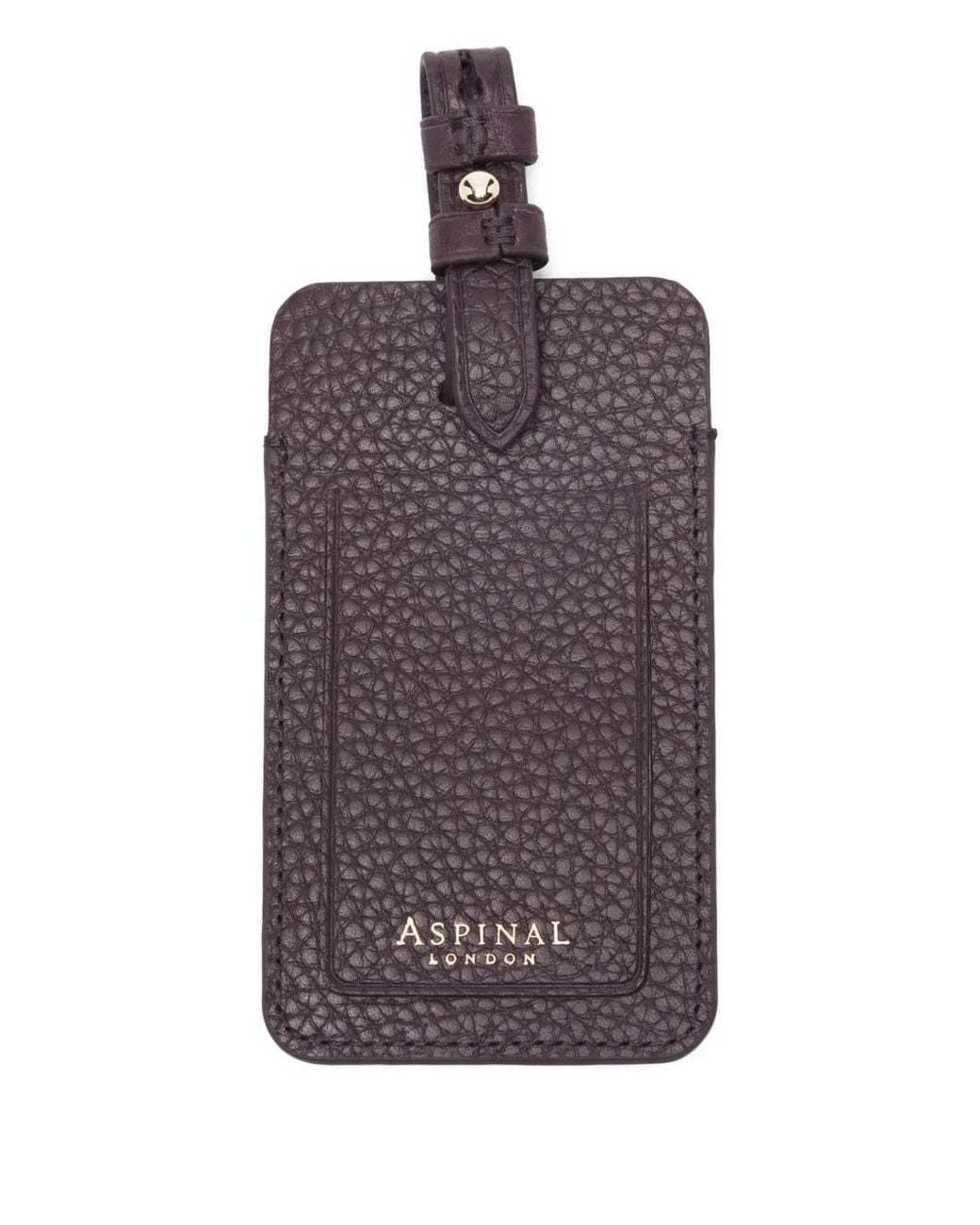 Aspinal Purple Leather Luggage Tag for men