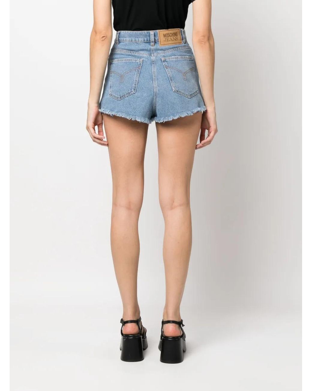 Moschino Blue High-Rise Cotton Denim Shorts