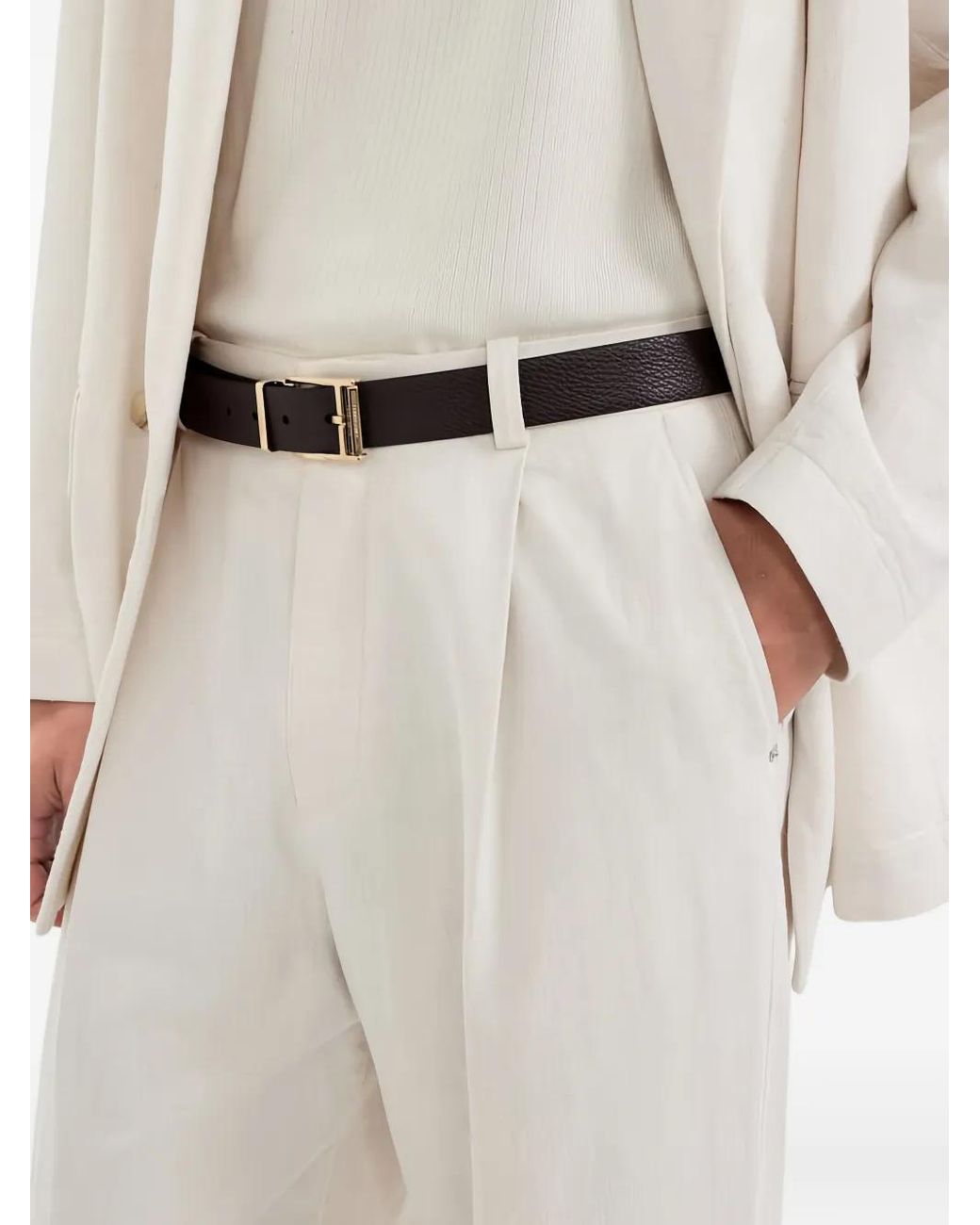 Ferragamo Black Leather Branded-Buckle Belt for men