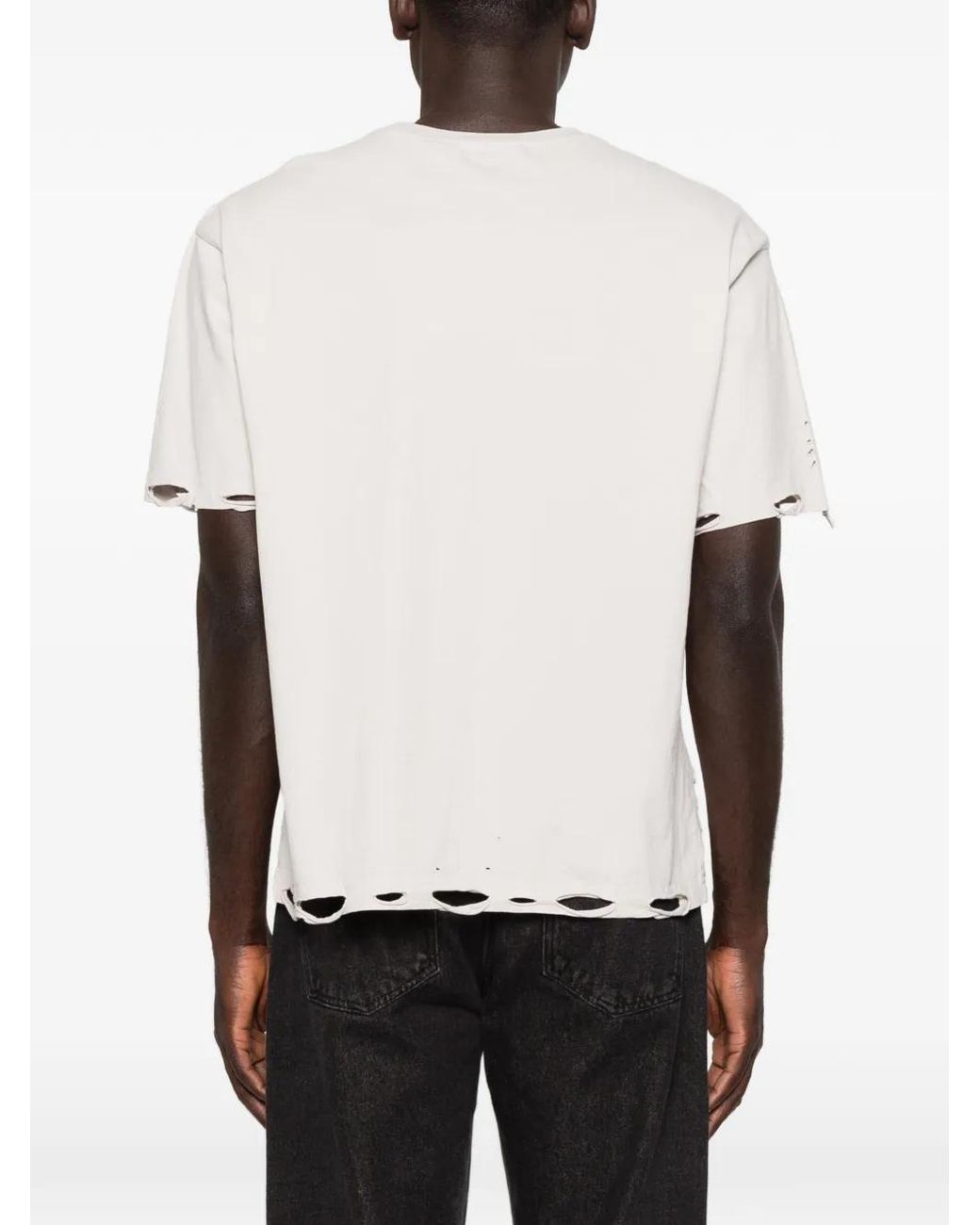 M I S B H V White Tour 99 Distressed Print-Detail T-Shirt