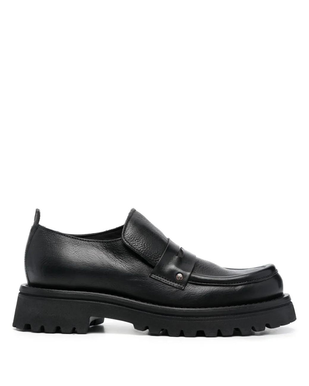 Moma Black Mocassino Penny-Slot Leather Loafers