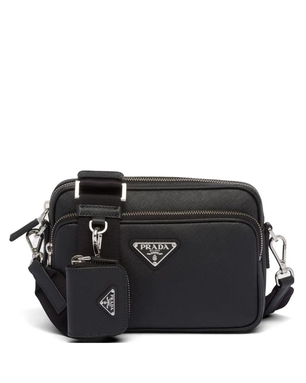 Borsa A Spalla Con Zip E Logo di Prada in Black da Uomo