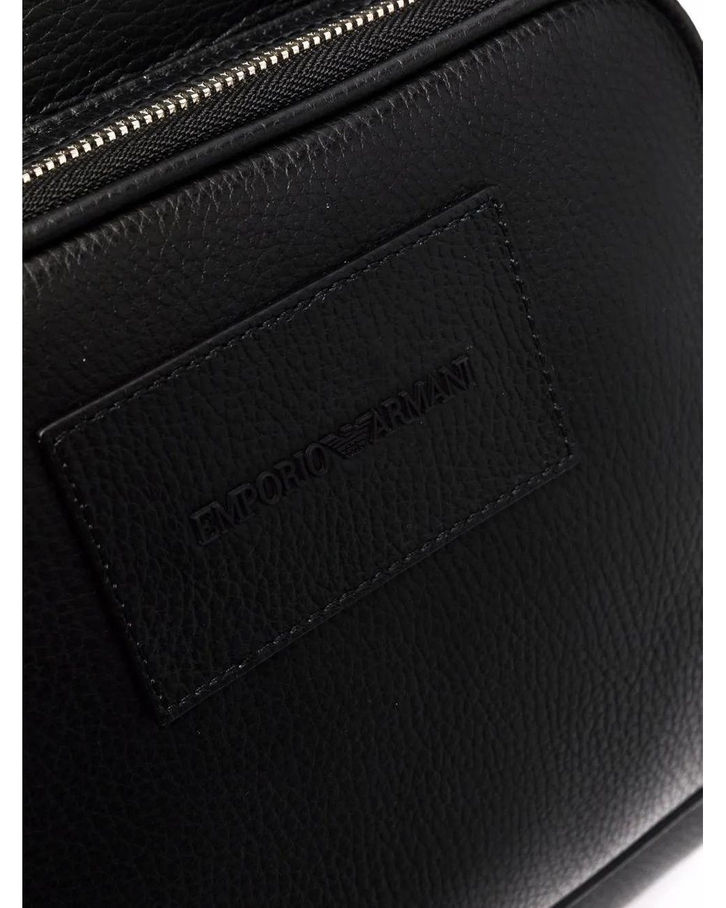 Emporio Armani Black Logo Leather Backpack for men