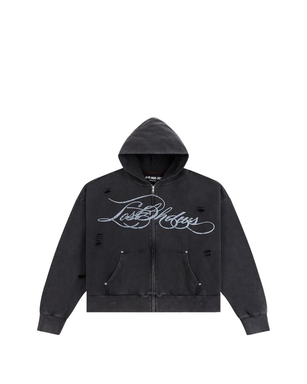 LOSTSHDWS Black Hoodie À Imprimé Graphique Et Effet Usé for men