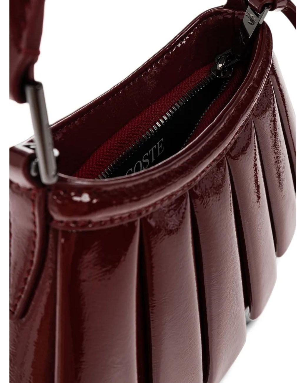Lacoste White Runway Mini Patent Leather Lenglen Purse
