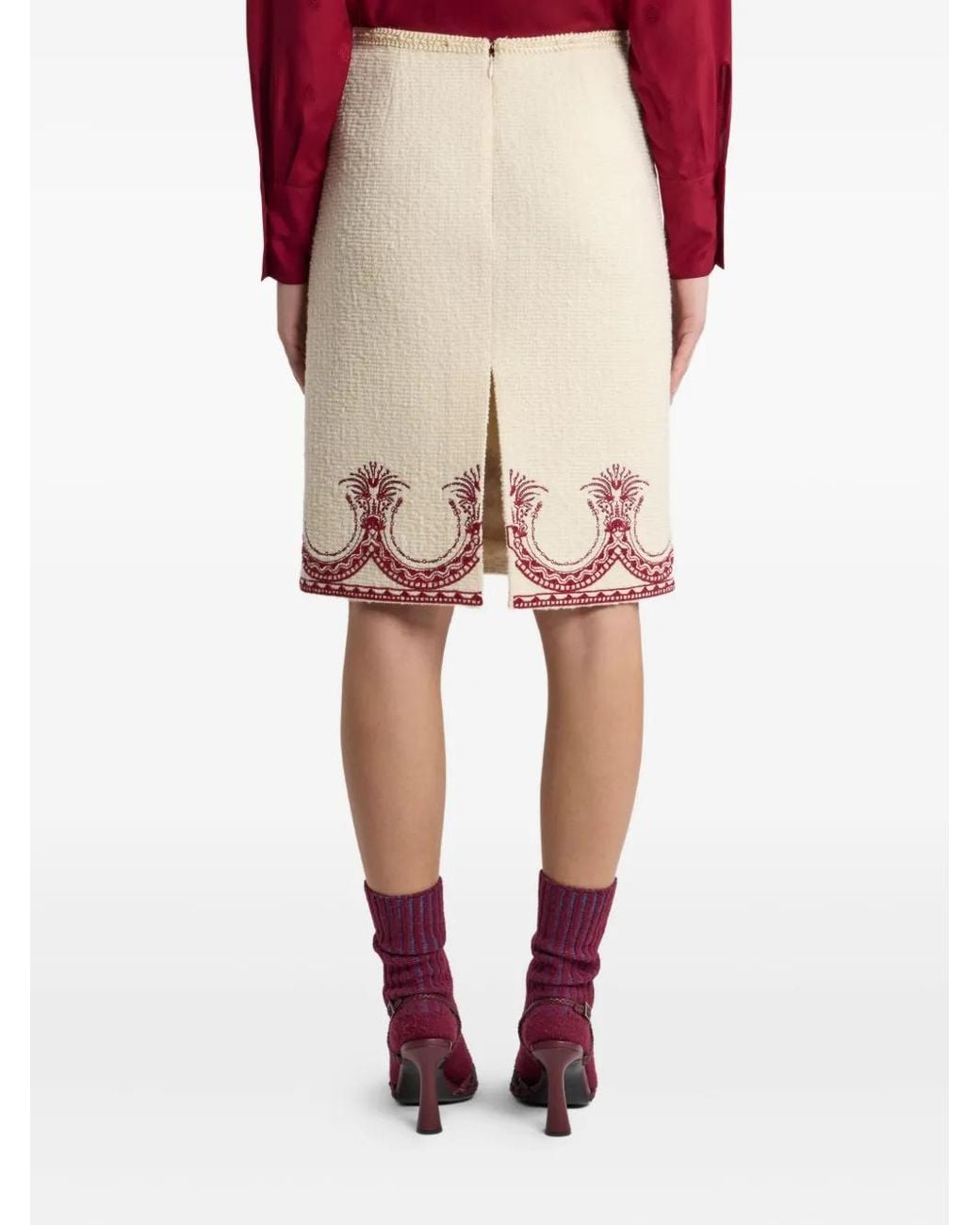 Etro Natural Bouclé Pencil Skirt
