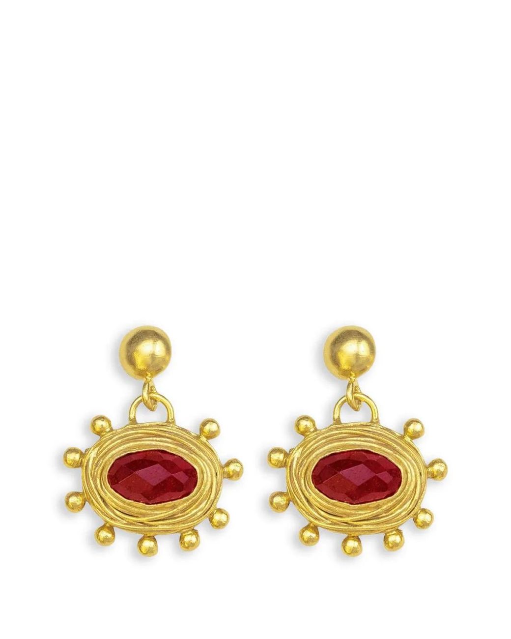 Ottoman Hands Metallic Ruby Zand Drop Earrings