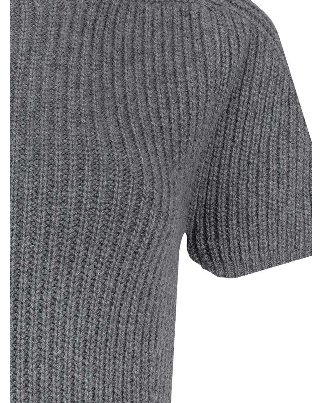 Magda Butrym Gray Turtle-Neck Ribbed Mini Dress