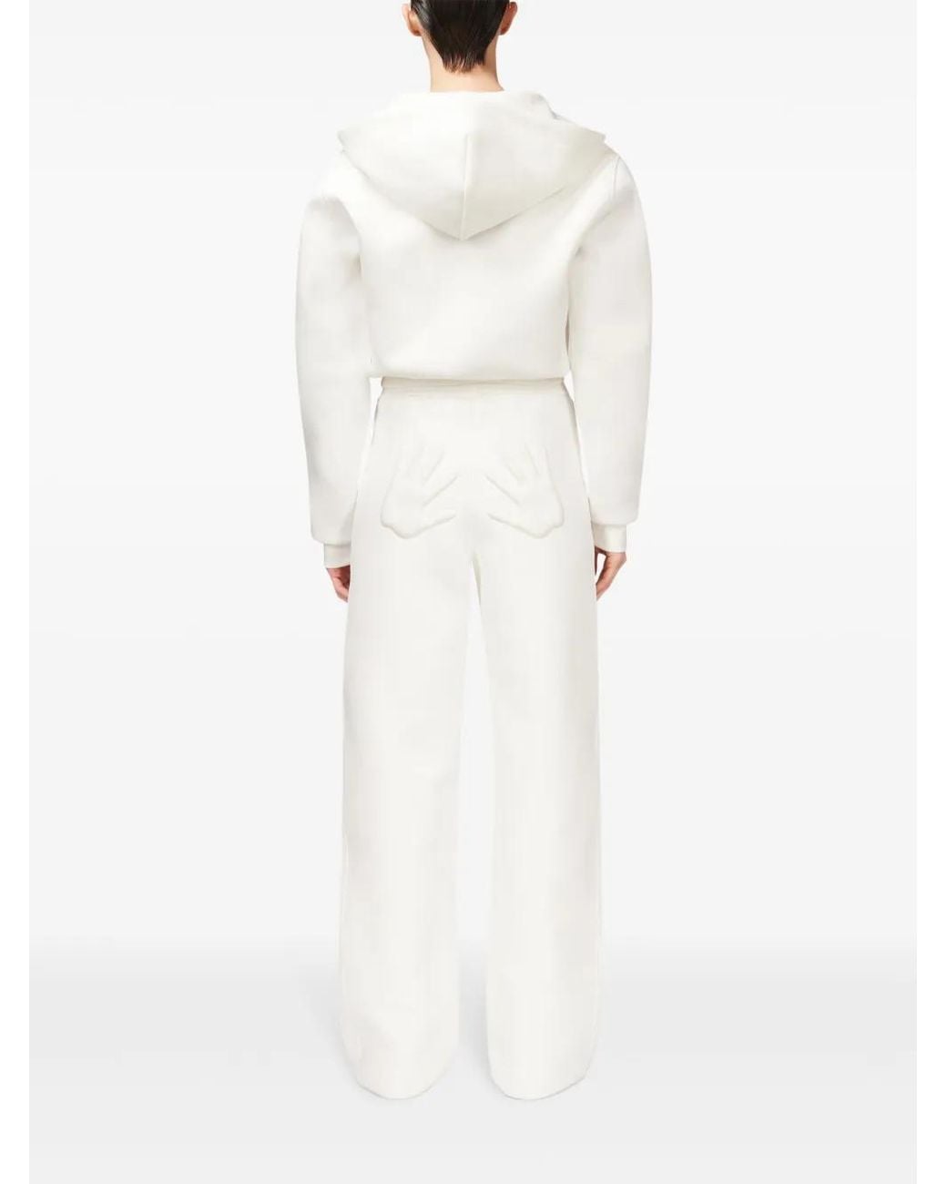 Area White Embossed Handprint Hoodie