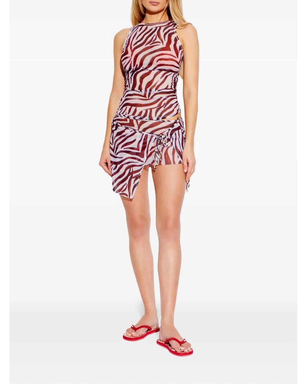 DSquared² Red Rebel Hibiscus Flip Flops