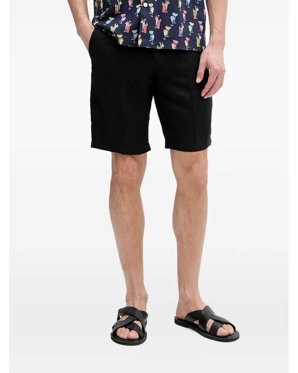 Benetton Black Buttoned Bermuda Shorts for men