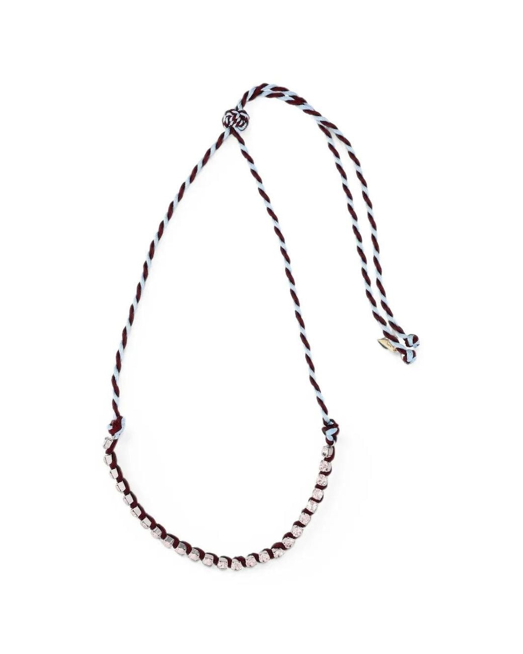 Forte_forte White Collier Tressé Orné De Cristaux