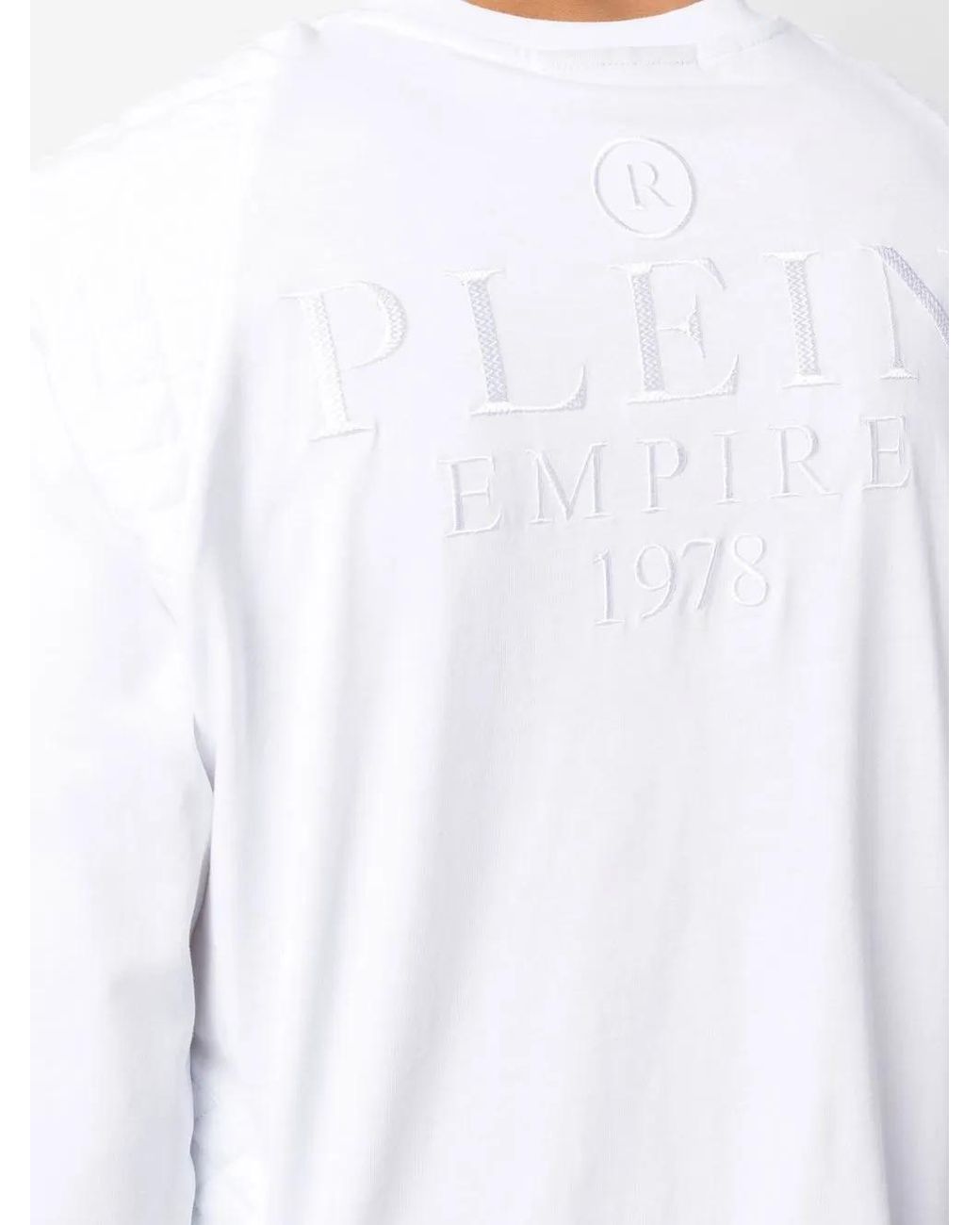 Philipp Plein White Logo Print Long-Sleeve T-Shirt for men