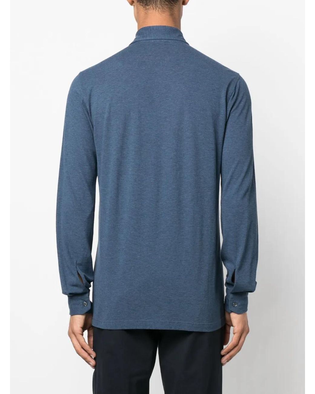 Barba Napoli Blue Long-Sleeve Cotton Shirt for men