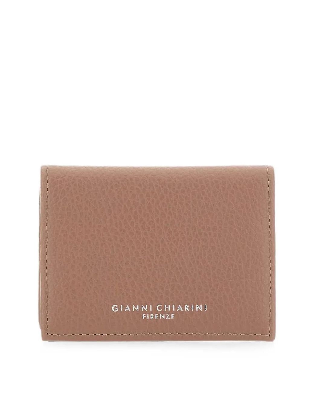 Gianni Chiarini Brown Dollaro Pebbled Leather Card Holder