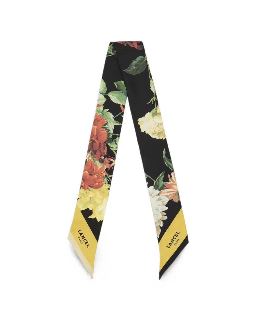 Lancel Black Floral-Print Silk Headband