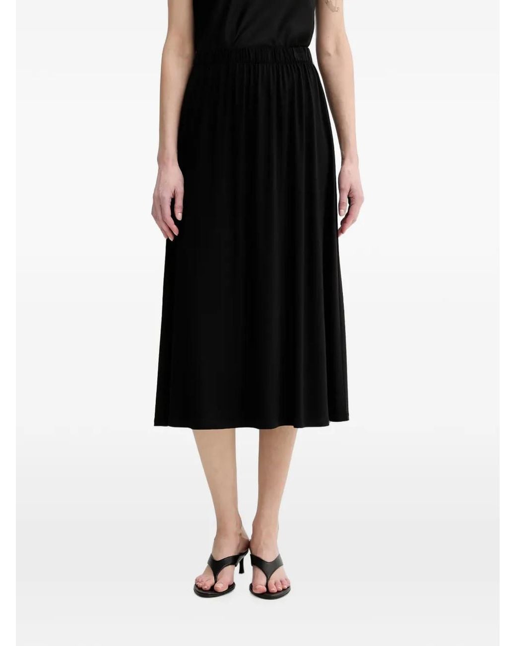 Marc O' Polo Black Elasticated Gathered Midi Skirt