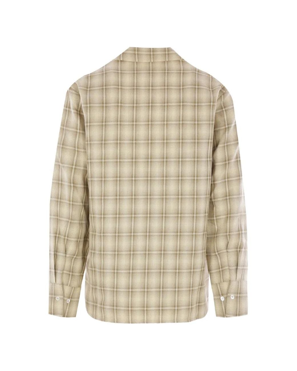 Séfr White Ignacio Notched Collar Checked Shirt for men