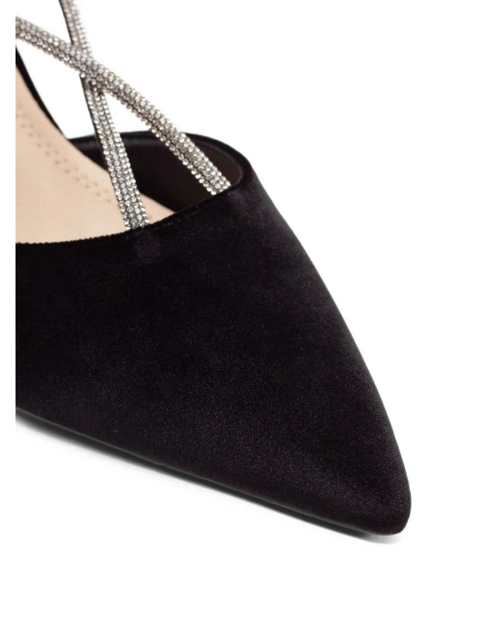 Twentyfourhaitch Black Rhinestone-Embellished D'Orsay Heeled Pumps