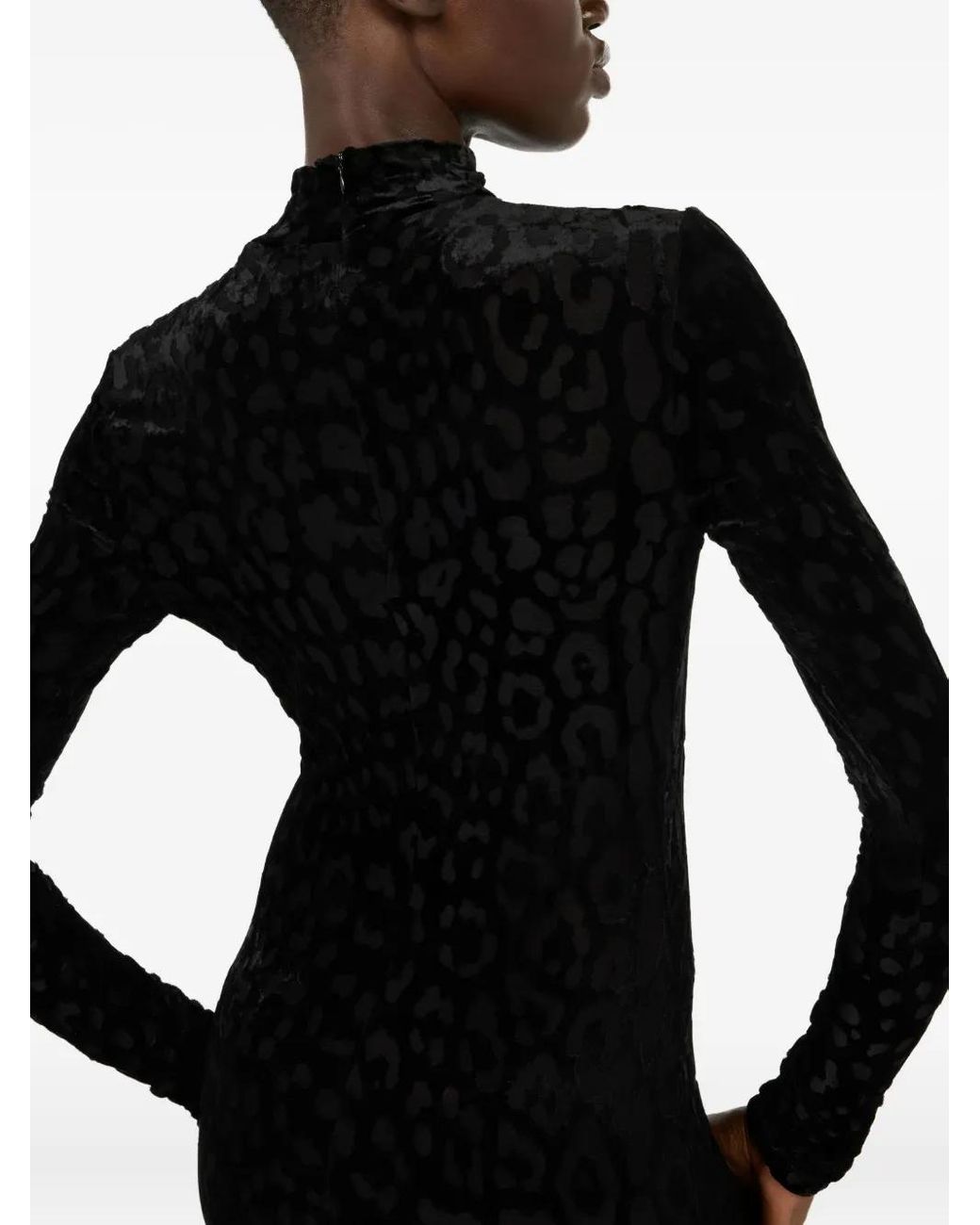 Roberto Cavalli Black High-Collar Flared Maxi Dress