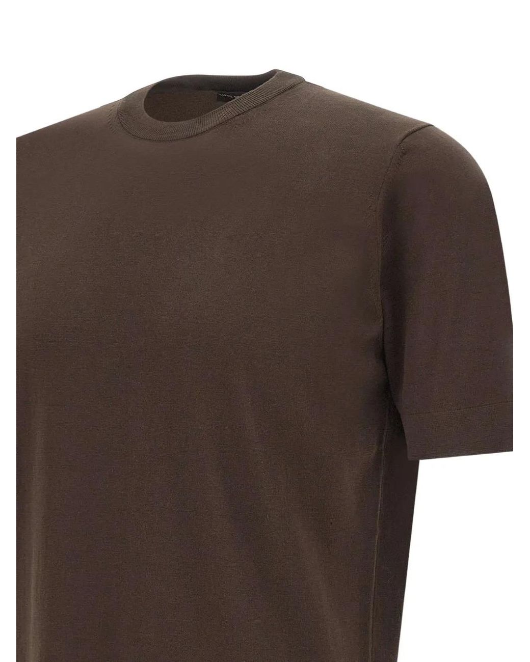FILIPPO DE LAURENTIIS Brown Ribbed Short-Sleeve T-Shirt for men