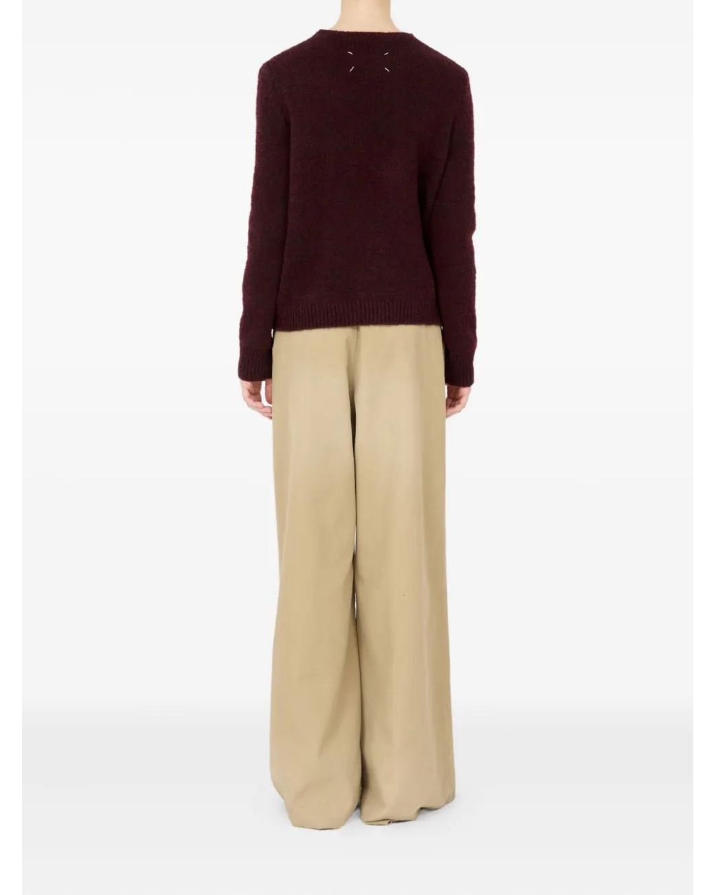 Maison Margiela Purple Burgundy Sweater Features A Crew Neck