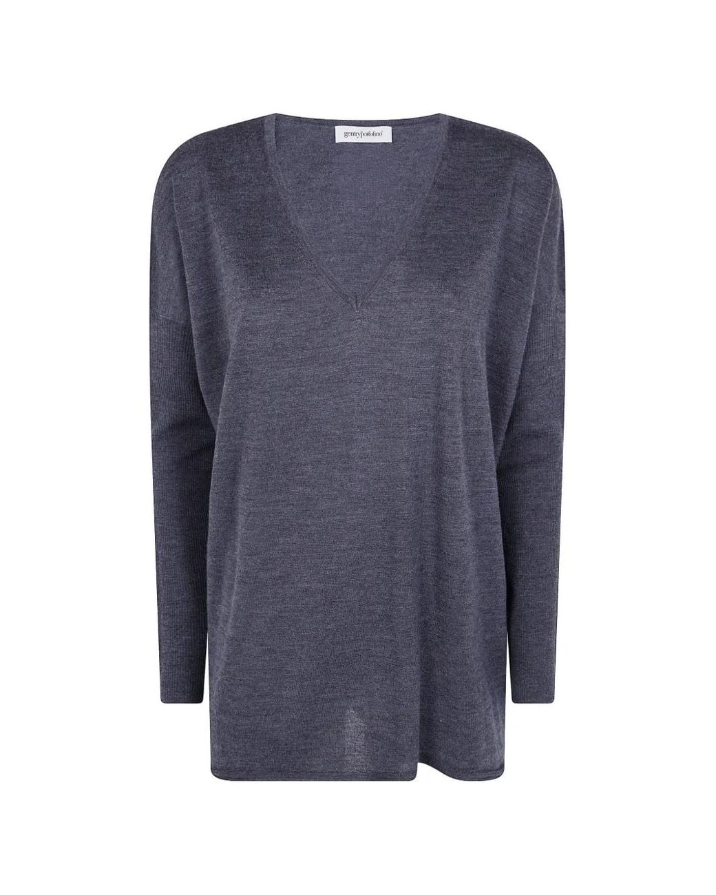 Gentry Portofino Blue V-Neck Wool Sweater