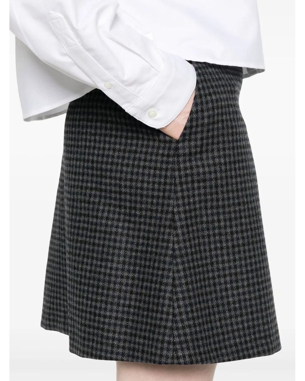A.P.C. Black Classic Check Wool Skirt
