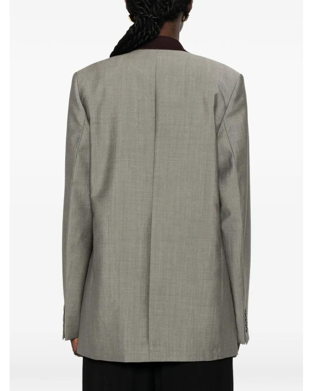 Victoria Beckham Gray Blazer Beatrice À Boutonnière Croisée