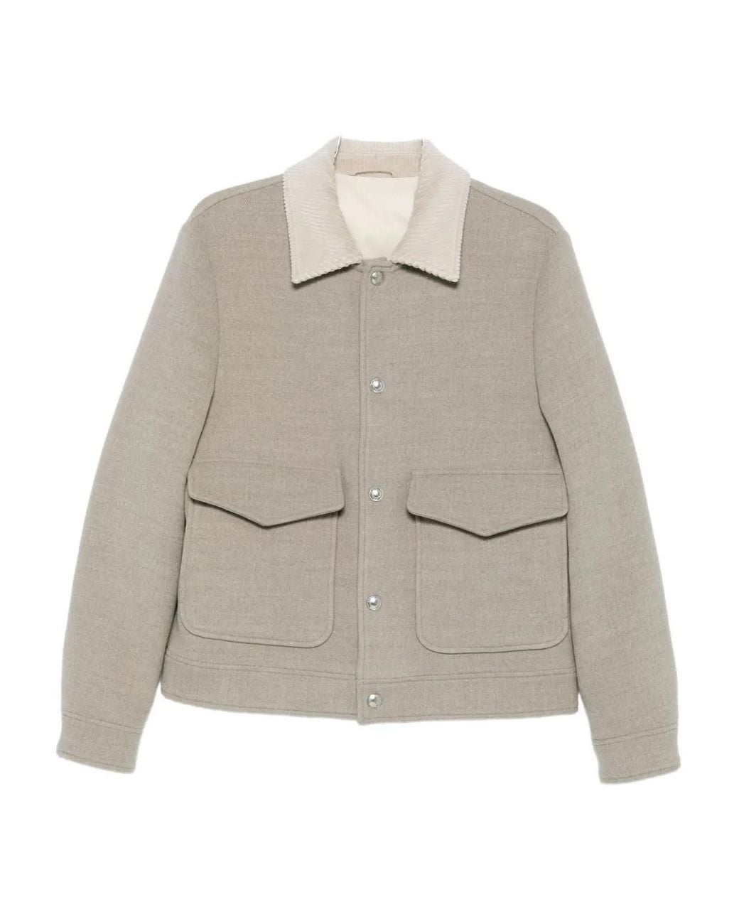 Eleventy White Corduroy-Collar Wool Jacket for men