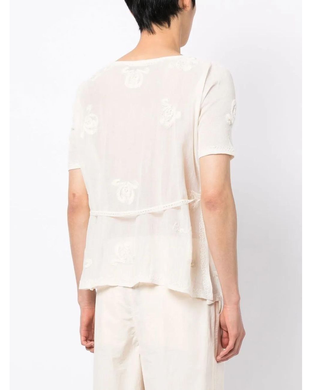 Bode White Cotton Embroidered Design Top for men