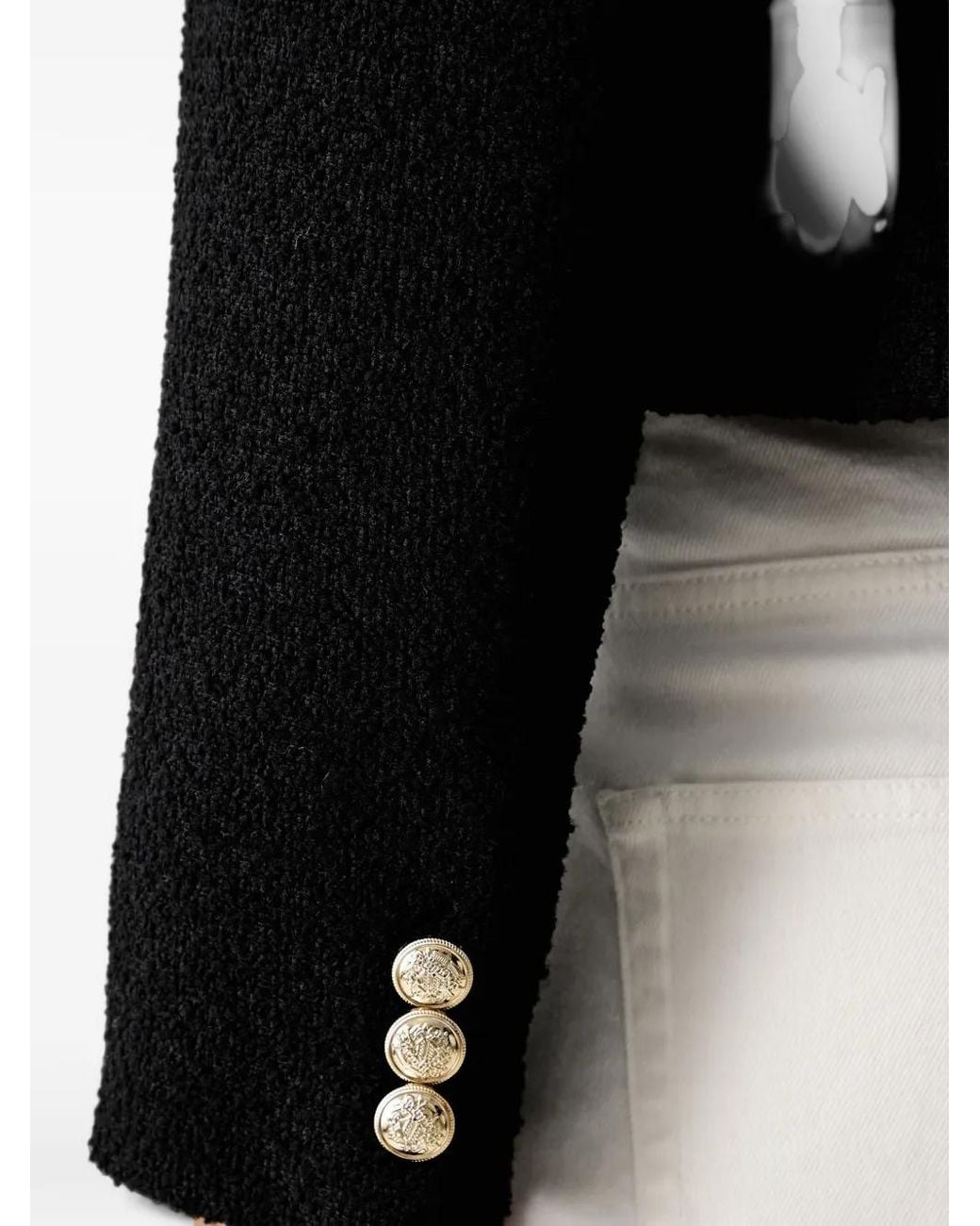 ViCOLO Black Double-Breasted Bouclé Jacket