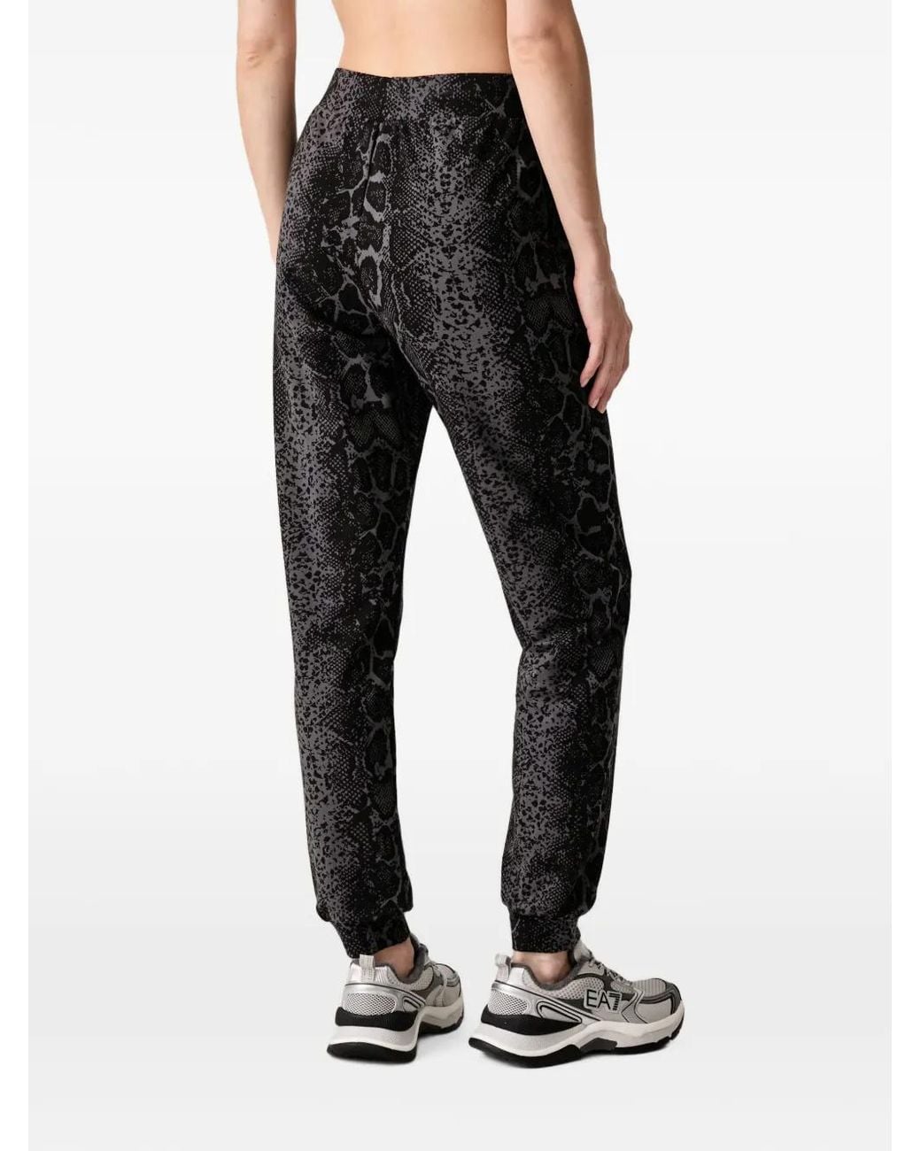 EA7 Black Snake-Print Track Pants