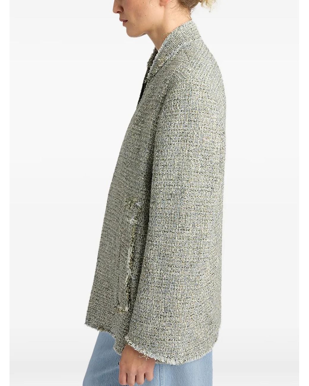 Momoní Gray Catalina Frayed Collarless Jacket