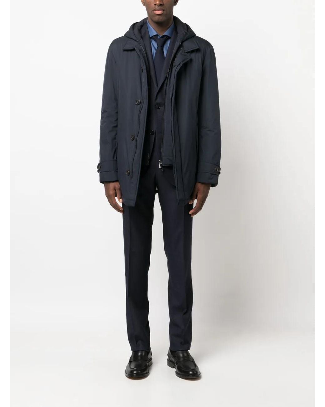 Corneliani Blue Spread-collar Hooded Jacket for men