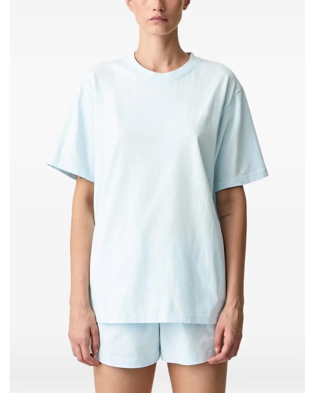 Sporty & Rich Blue Logo-Print T-Shirt