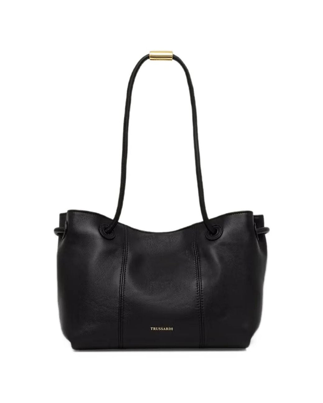 Trussardi Orbita Logo-Print Leather Tote Bag in Black | Lyst