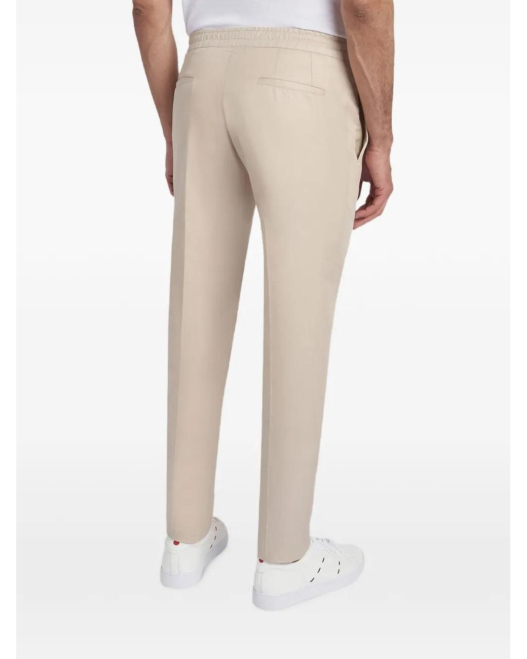 Kiton Natural Drawstring-Waist Pleated Trousers for men