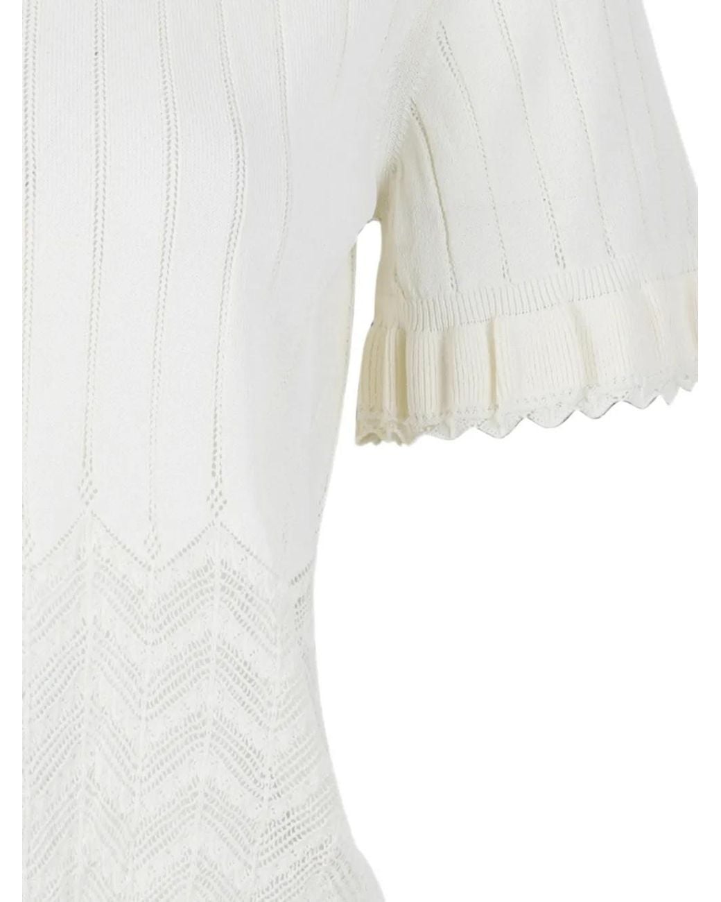 McQueen White Pointelle Knit Top