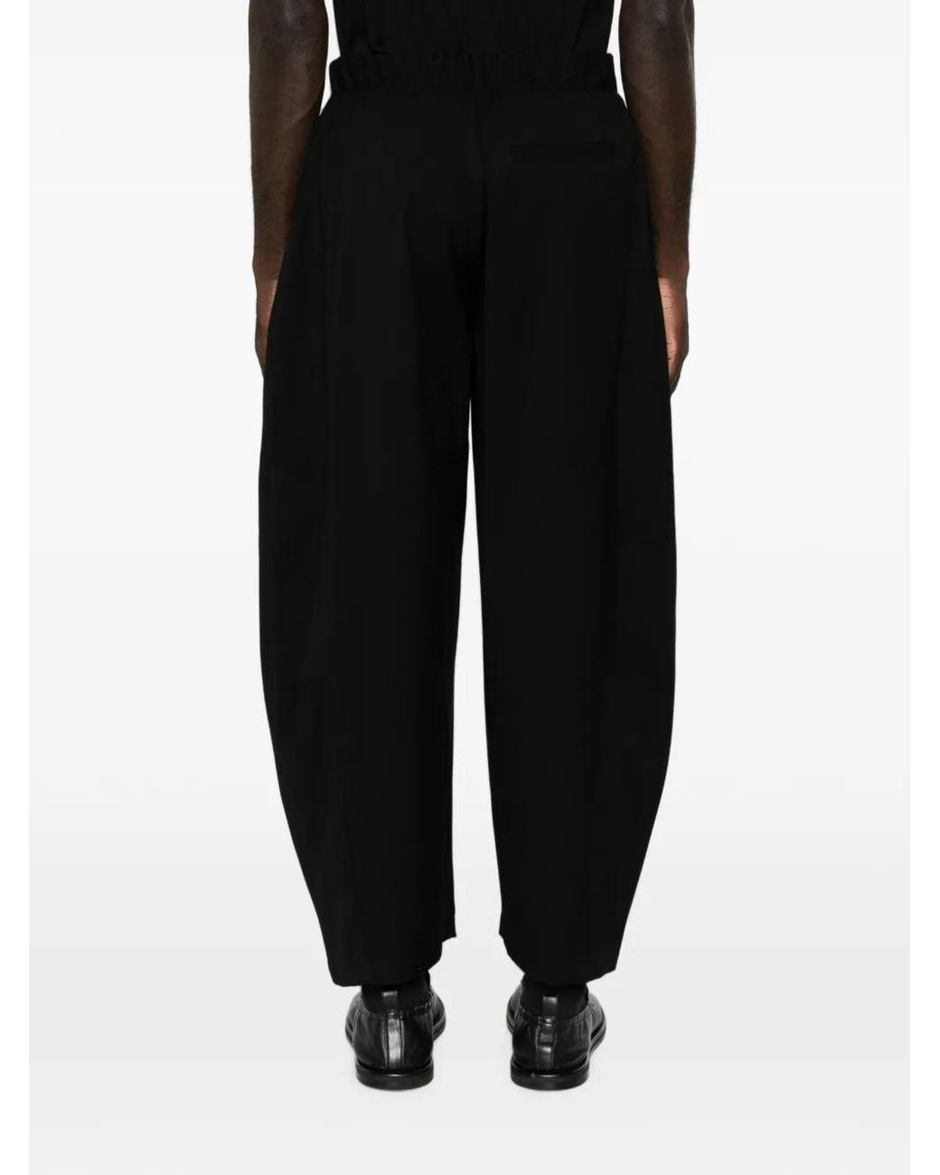 Imperial Black Elasticated-Waistband Wide-Leg Trousers for men