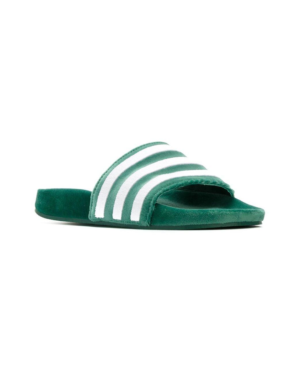 adidas Adilette Velvet Slides in Green | Lyst