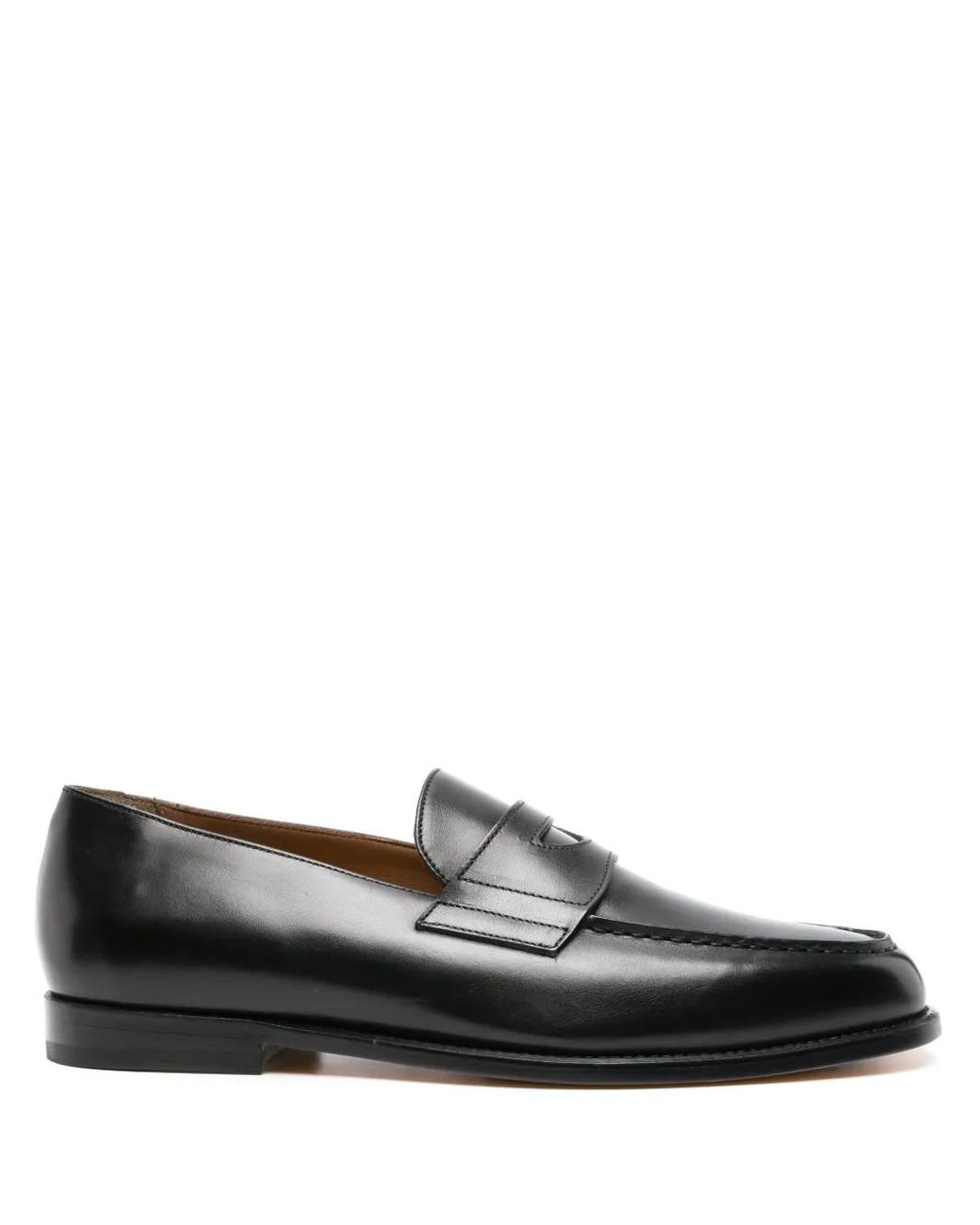 Doucal's Black High-Shine Leather Loafers for men
