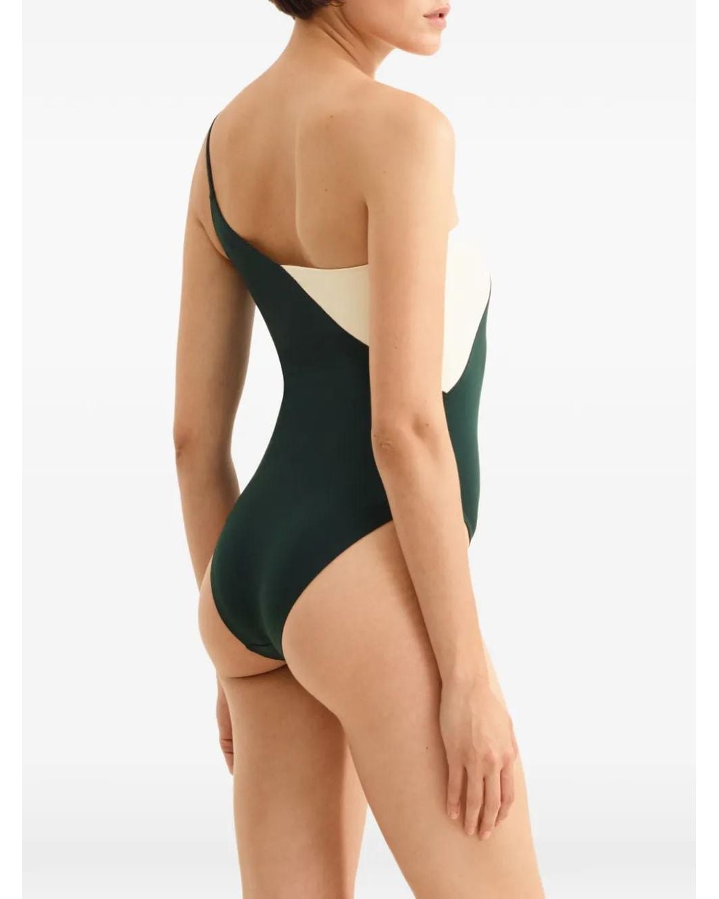 Eres Green Tandem Two-Tone One-Shoulder Swimsuit