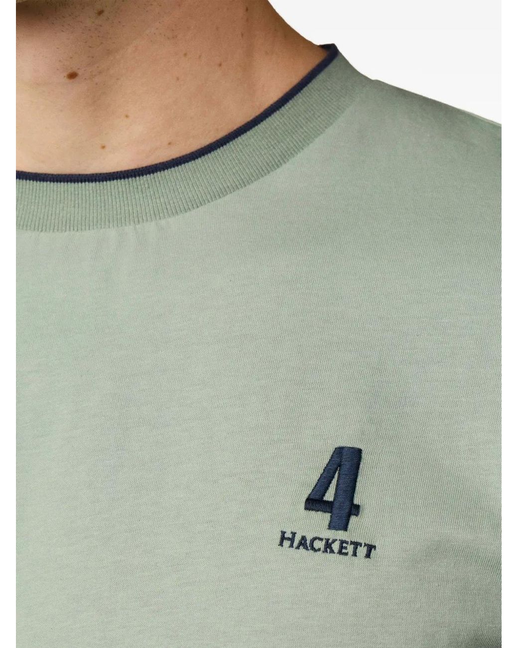 Hackett Green Embroidered Tipped-Collar T-Shirt for men