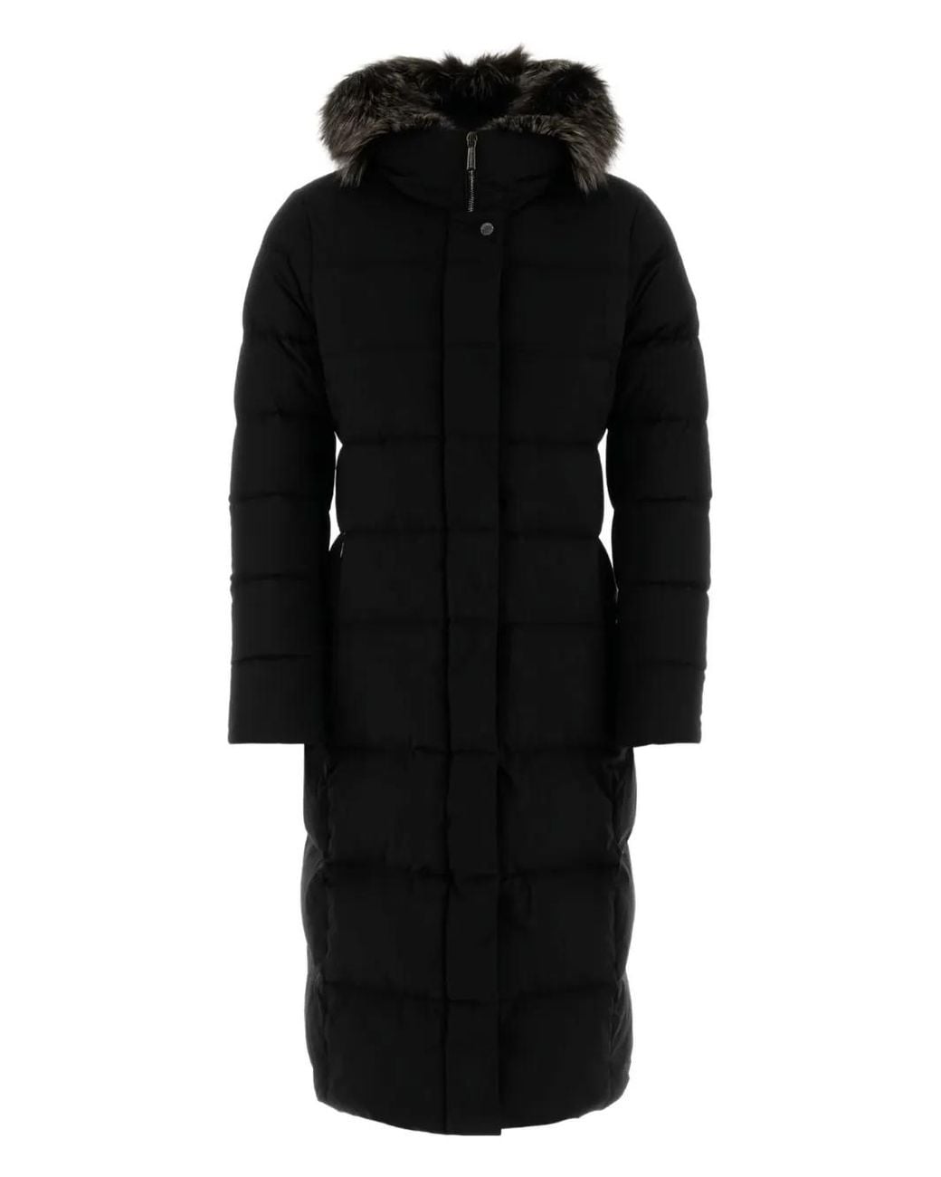 Moorer Black Fur-Trim Down Jacket