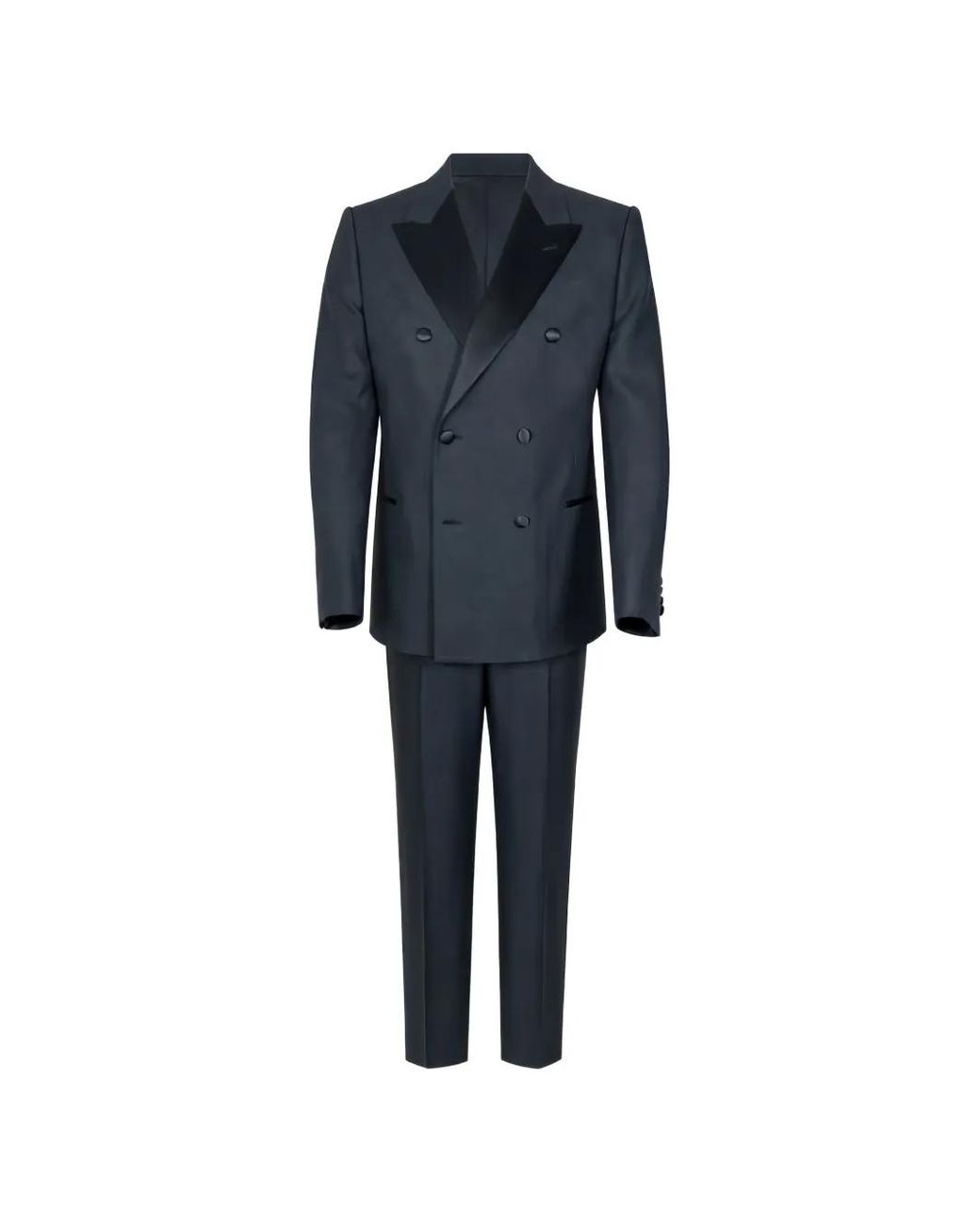 Emporio Armani Blue Double-Breasted Peak-Lapel Suit for men