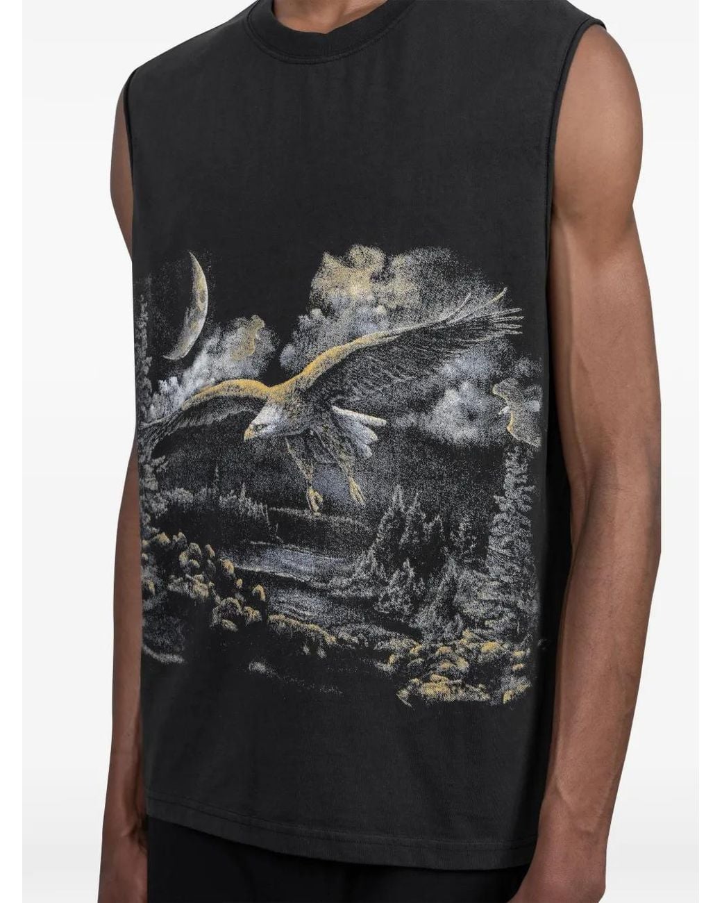 Roa Black Printed Tank Top for men