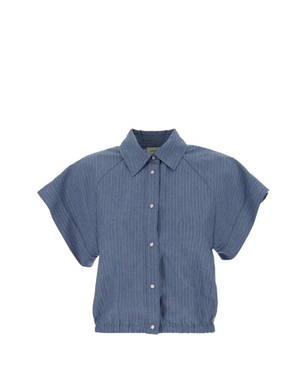 Jacob Cohen Blue Pinstripe-Pattern Elasticated-Hem Shirt