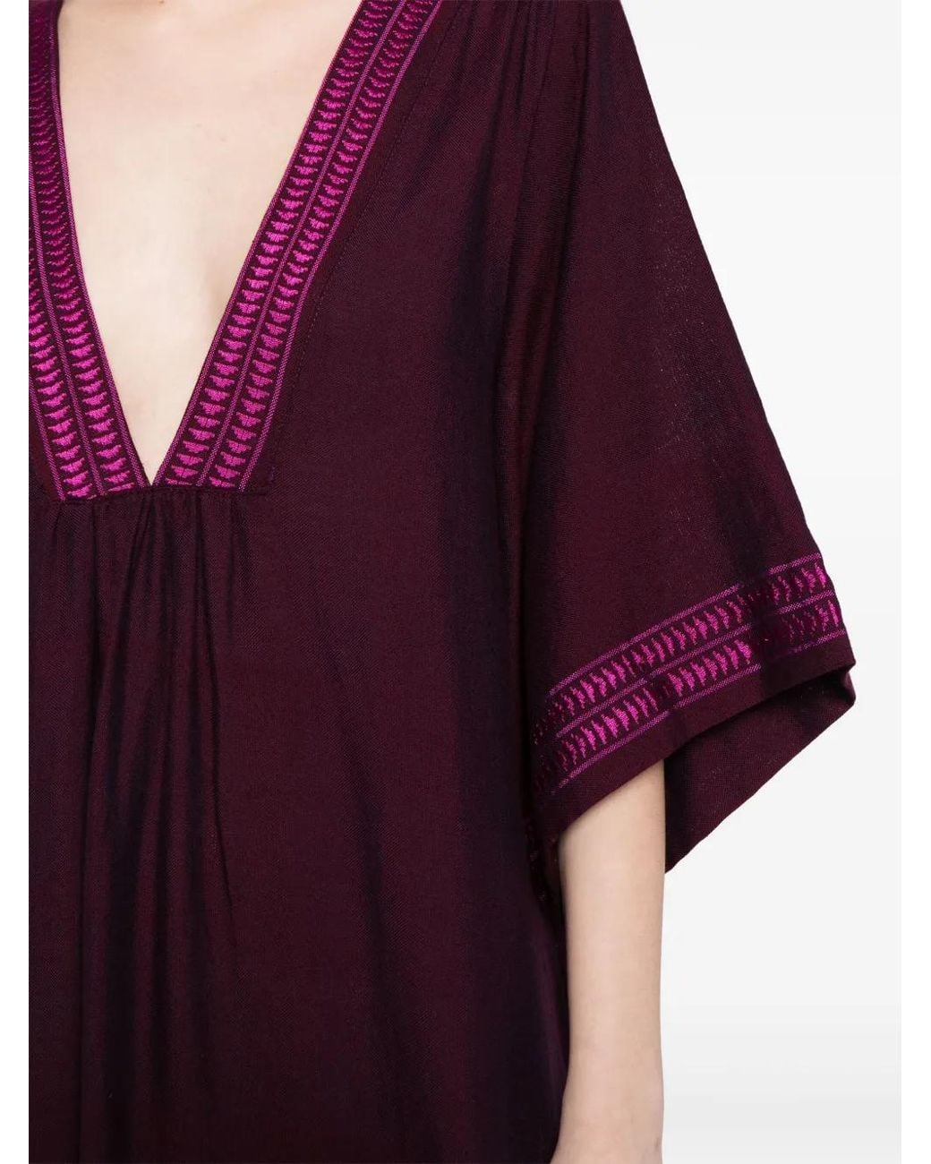 Lemlem Purple Edna Cotton-Blend Maxi Dress